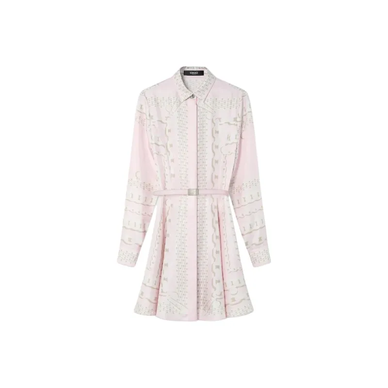VERSACE Chain Printed Belted Mini Dress-0