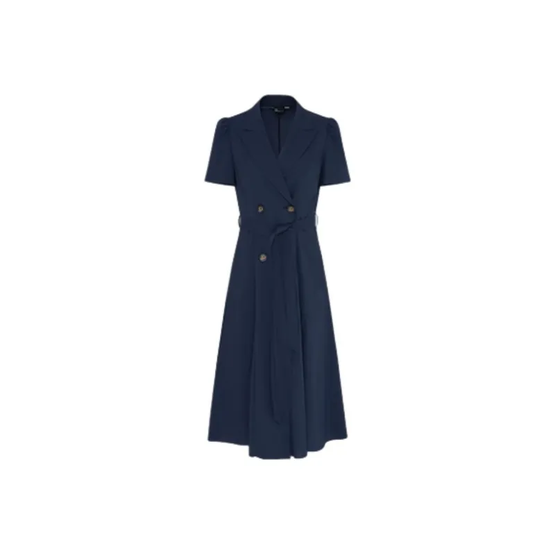 IDPAN Short Sleeved Dress Women's Navy Blue-0