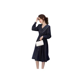 【dme】 Long Sleeved Dresses Women's Navy Blue