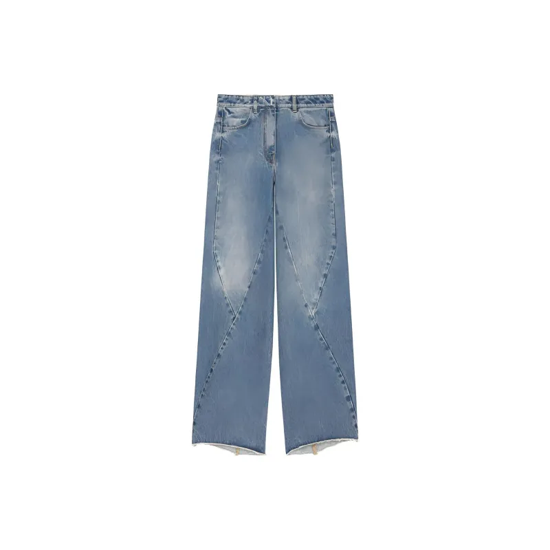 Givenchy Wide Pants With Stitching Details Com 'Medium Blue'-0