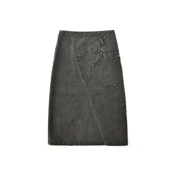 SINBOS Denim Long Skirt Women's Black Gray