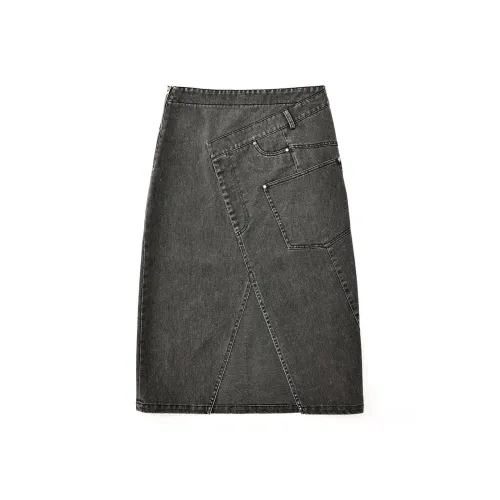 SINBOS Denim Long Skirt Women's Black Gray