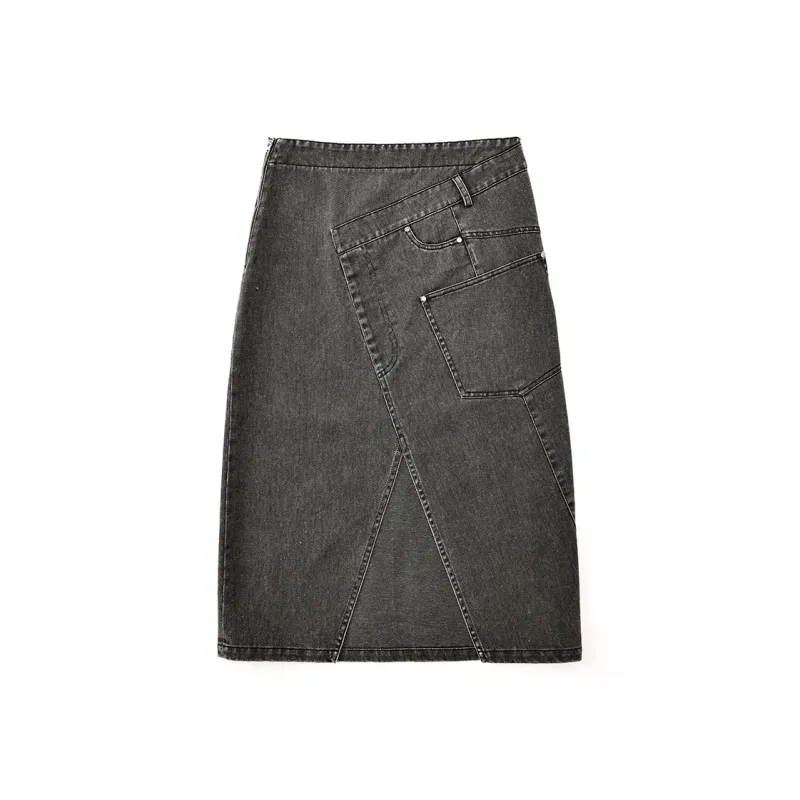 SINBOS Denim Long Skirt Women's Black Gray-0