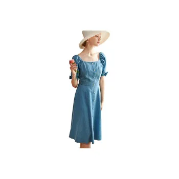 Olrain Short Sleeved Dresses Women's Blue
