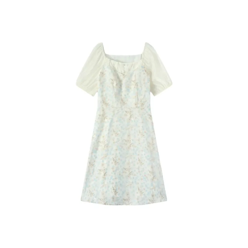EICHITOO Short Sleeved Dresses Women's Light Blue Pattern-0