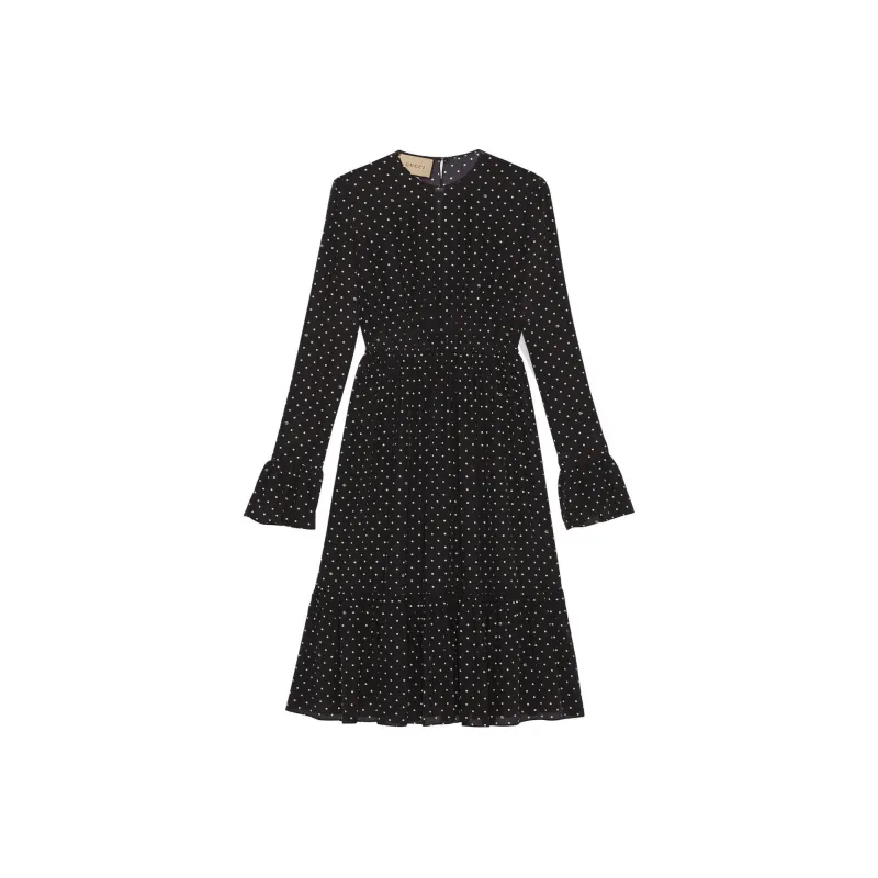 GUCCI Polka Dot Long Sleeve Dress-0