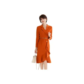 ONE SHALLOW Long Sleeved Dresses Women's Orange Red