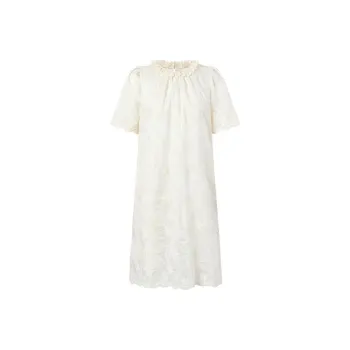 JZ Juzui Short Sleeved Dress Women's Beige Yellow