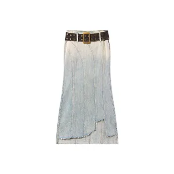 Miss Sixty Denim Long Skirt Women's Gray Blue