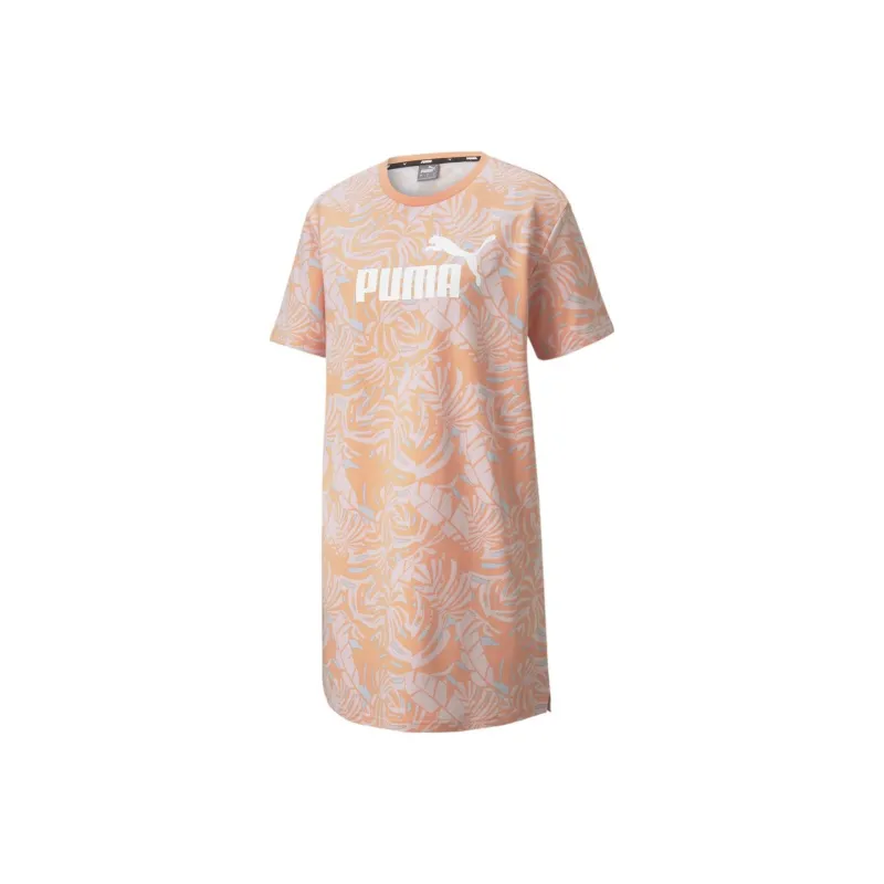 PUMA VIBES AOP FLORAL VIBES AOP Dress Short-Sleeved Dresses Women's Orange-0