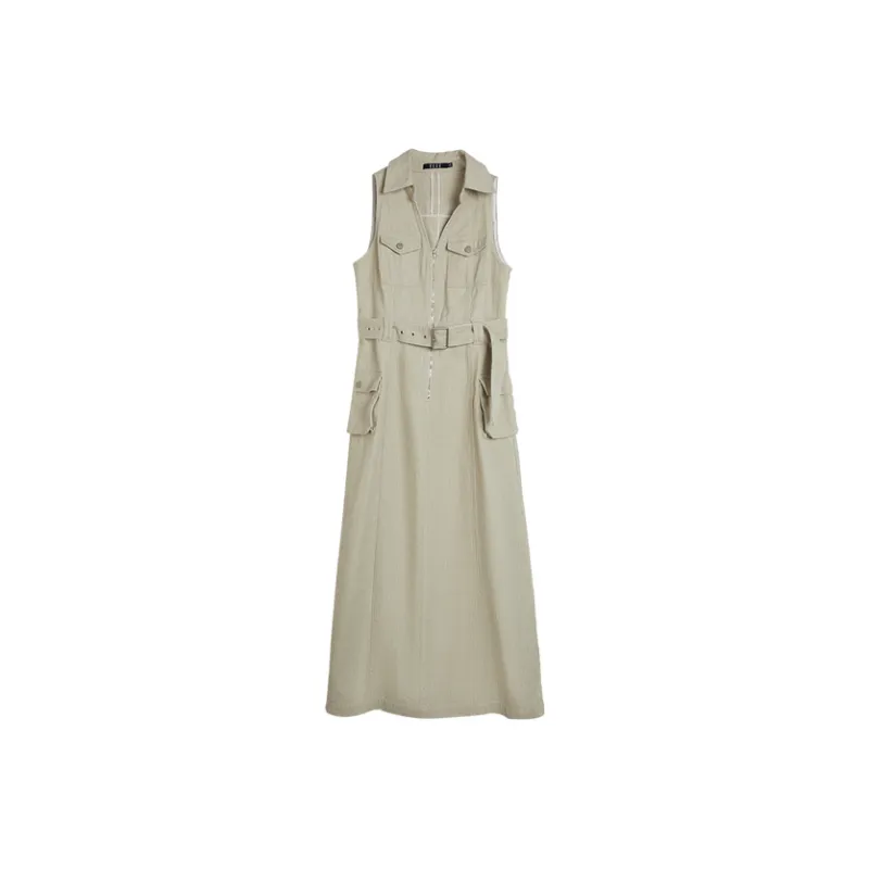 ELLE Sleeveless Dress Women's Khaki Green-0