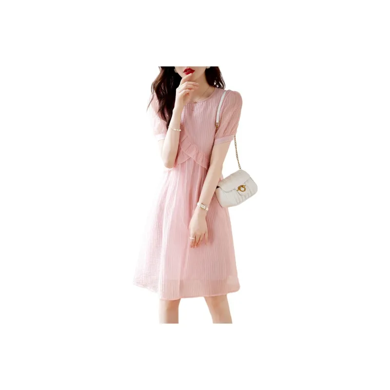 Still Quiet Short Sleeved Dress Women's Pink-0