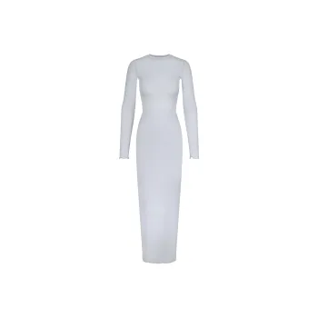 SKIMS SHEER MODAL LONG SLEEVE LONG DRESS Long-Sleeved Dresses Women's PEARL/Pearl