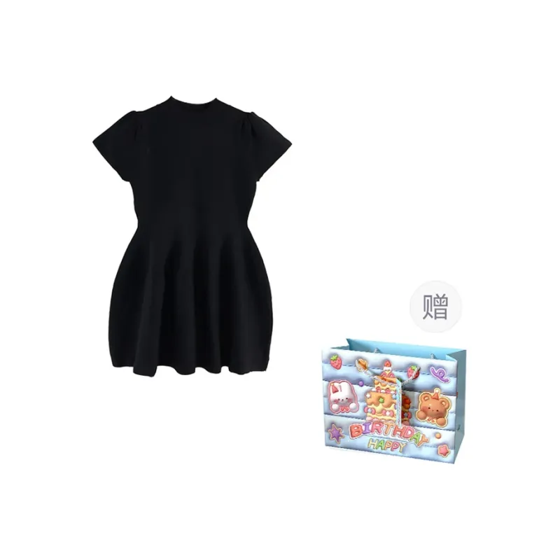 TWOPLUMGIRLS Short Sleeved Dress Women's Black-0