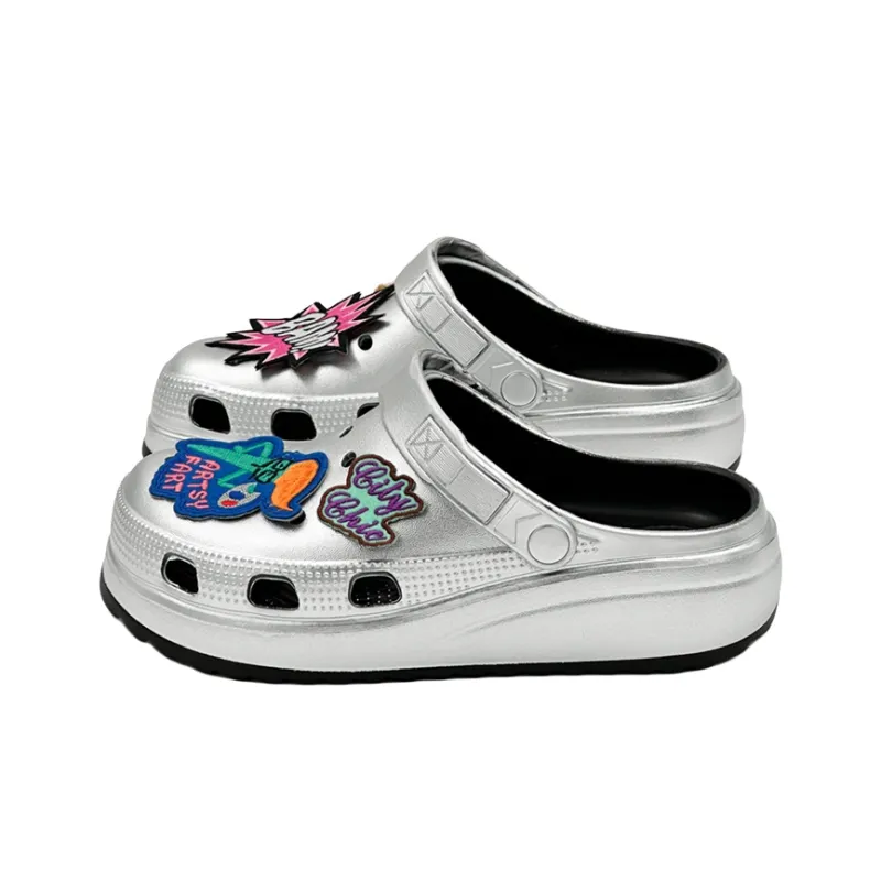 KLAOSD Clogs Unisex Black Full Silver-1