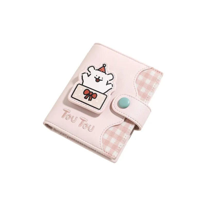 TOUTOU Maltese Collaboration Synthetic Leather Card Holder Regular Women's Strawberry Pink-2