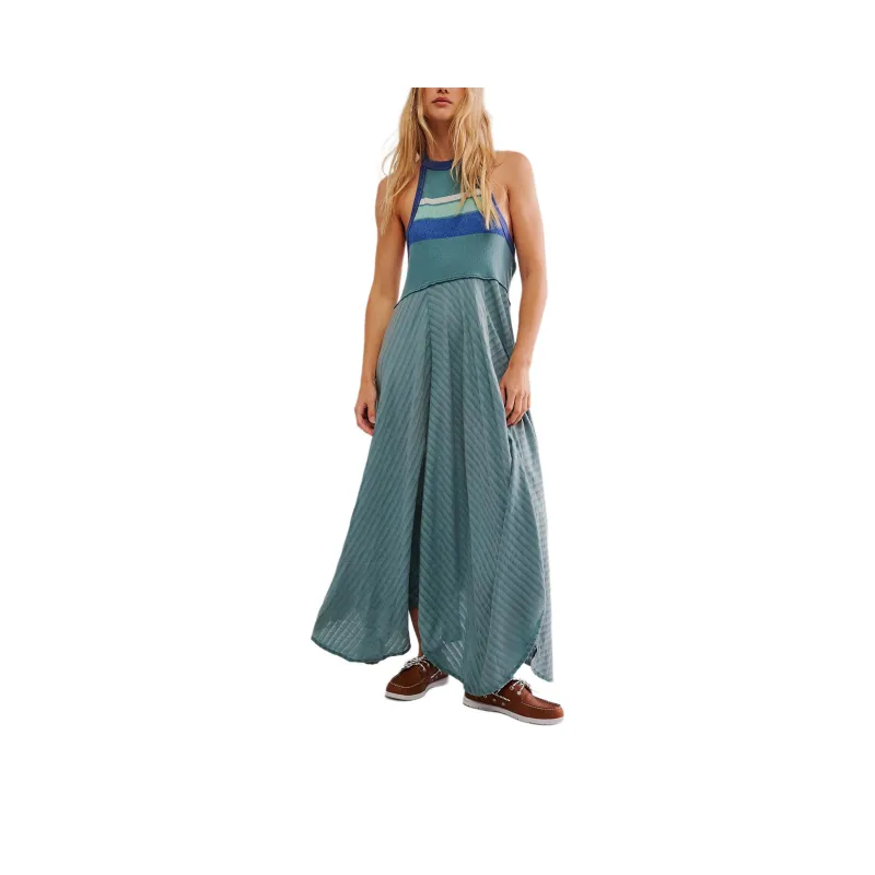 FREE PEOPLE Surf's Up Maxi Dress Sleeveless Dress Women's Ocean Combo-0
