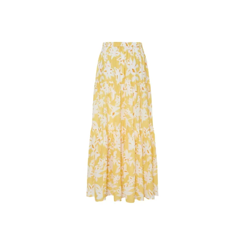 MO&CO Casual Long Skirts Women's Floral Yellow-1