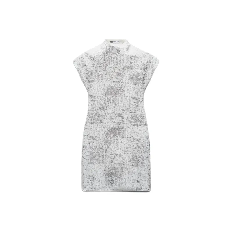 ZARA Short Sleeved Dresses Women's Silver-0