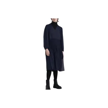 UNIQLO X Clare Waight Keller Co branded Collection Long Sleeved Dresses Women's Navy Blue