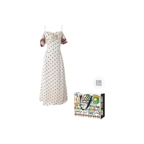 Dippanis Short Sleeved Dress Women's White Polka Dot