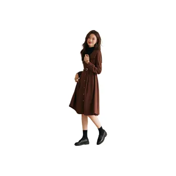 Mo Han Yi Mei Long Sleeved Dress Women's Coffee