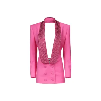 AREA Tuxedo Crystal embellished Minidress