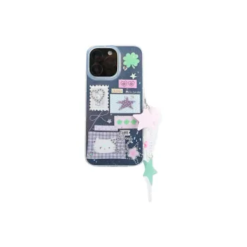 Sopi Acrylic Material Four Leaf Clover Stamp Puppy Phone Cases Compatible With IPhone 16/15 Pro Max/Apple 13/14 Pro/Max