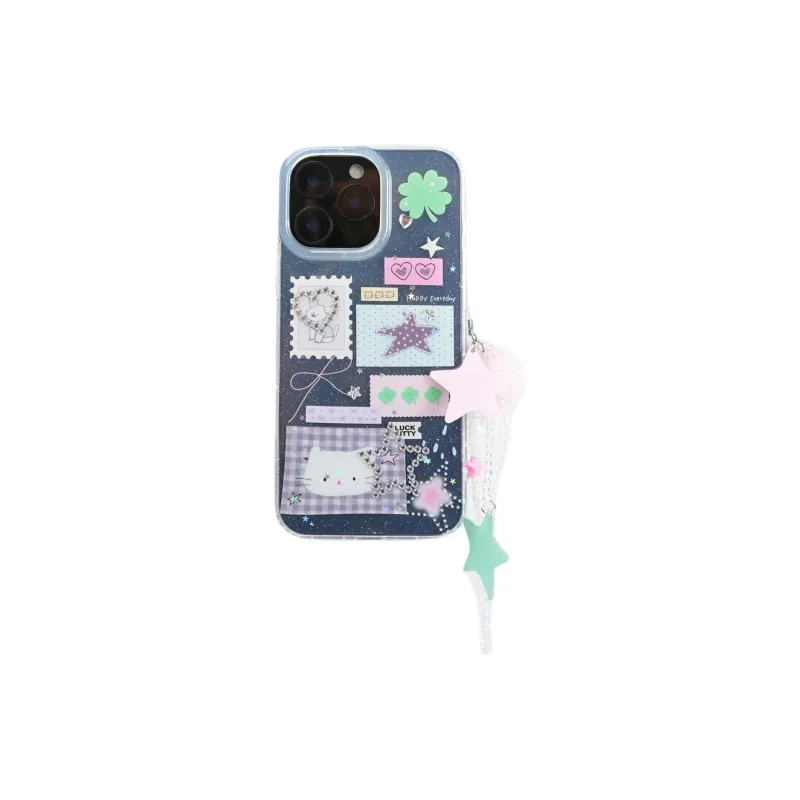 Sopi Acrylic Material Four Leaf Clover Stamp Puppy Phone Cases Compatible With IPhone 16/15 Pro Max/Apple 13/14 Pro/Max-0