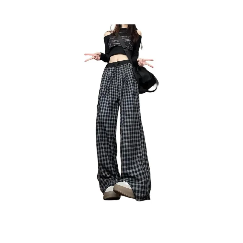 The New Age Family Casual Pants Women's Black Plaid-0
