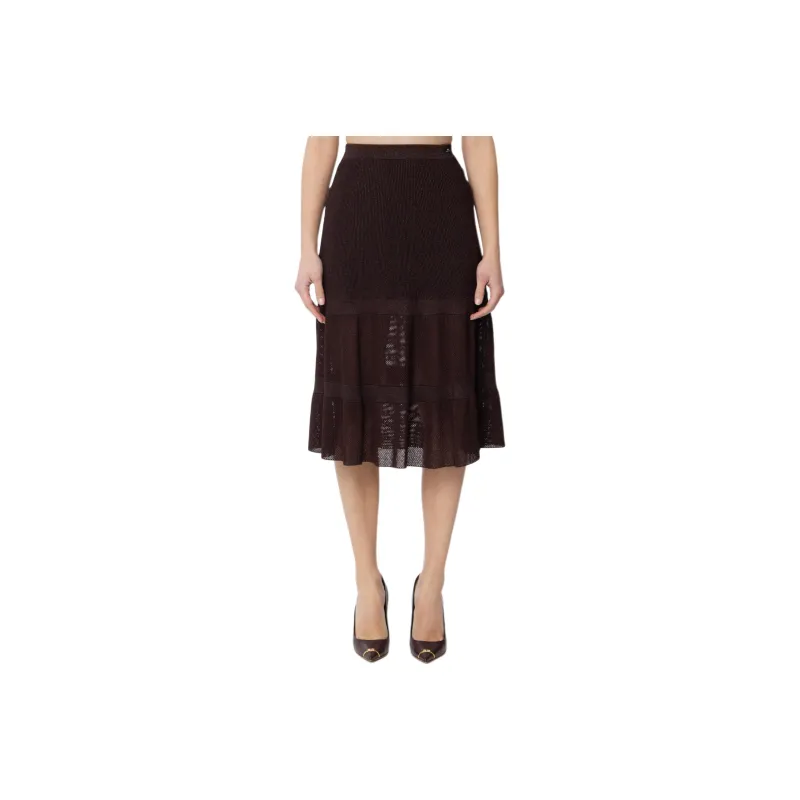 Elisabetta Franchi Knitted Tiered Midi Skirt-0