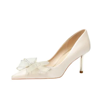 Lan Miao Slim Heel High Heels 6.5CM Women's Champagne