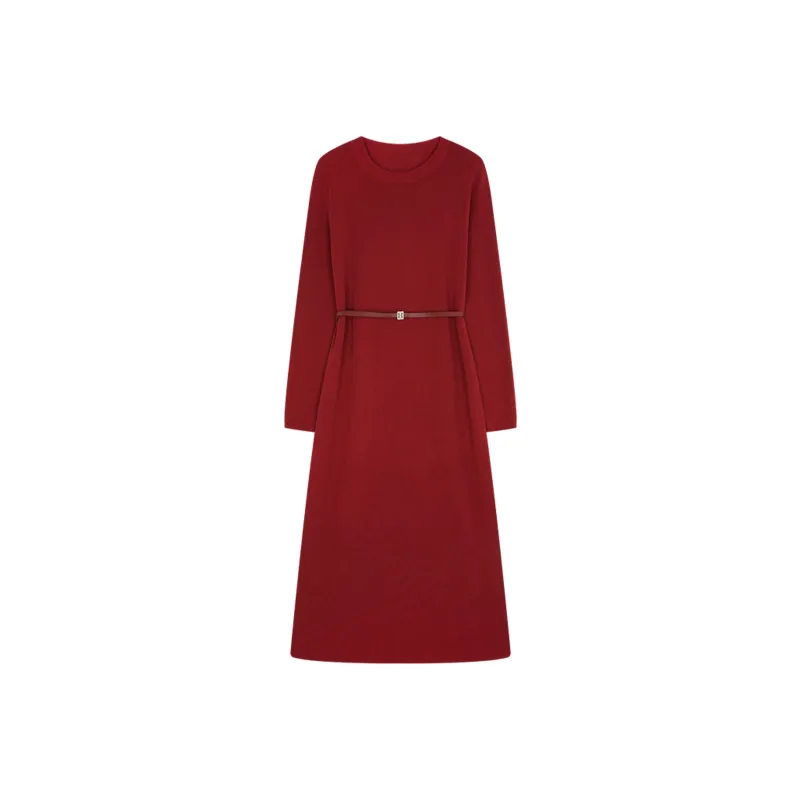 IHIMI Long Sleeved Dresses Women's New Year Red-0