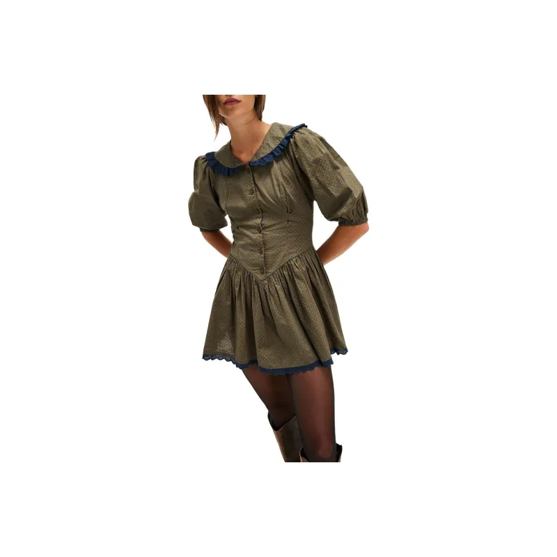 FREE PEOPLE Need To Know Mini Dress Long-Sleeved Dresses Women's Army Green-0