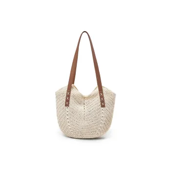 Old Man's Head Fabric Tote Bag, Shoulder Bag Women's Ecru/Khaki