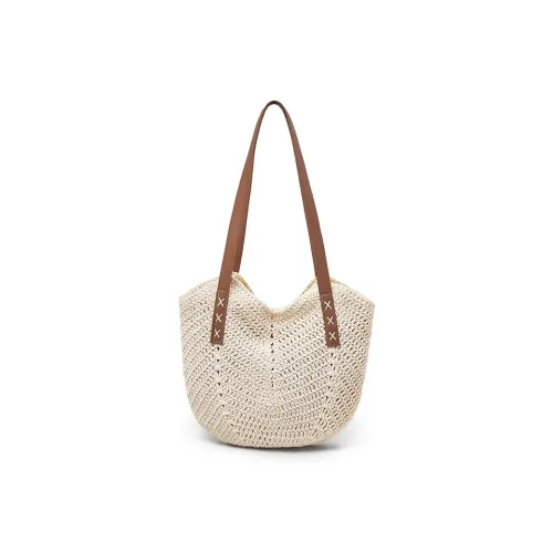 Old Man's Head Fabric Tote Bag, Shoulder Bag Women's Ecru/Khaki
