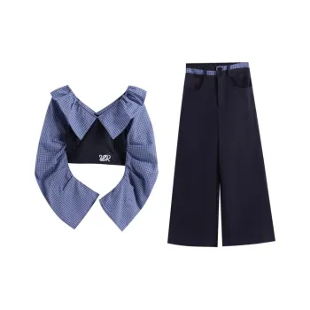 DEDY Shirt Matching Set Women's Navy Blue