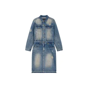 WE11DONE FW24 Long Sleeved Dress Women's Blue