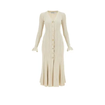 Self-portrait Metallic Ribbed Flared Midi Dress