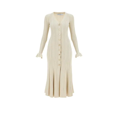 Self-portrait Metallic Ribbed Flared Midi Dress