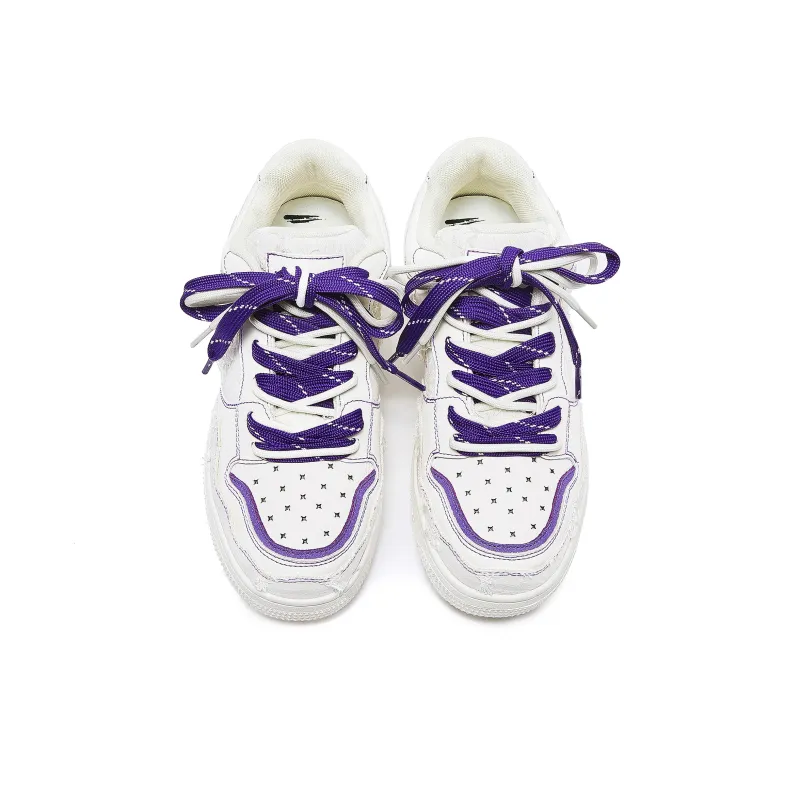 MQMS Anti Slip And Wear Resistant Height Increasing Low Top Skateboard Shoes Unisex White Purple-3