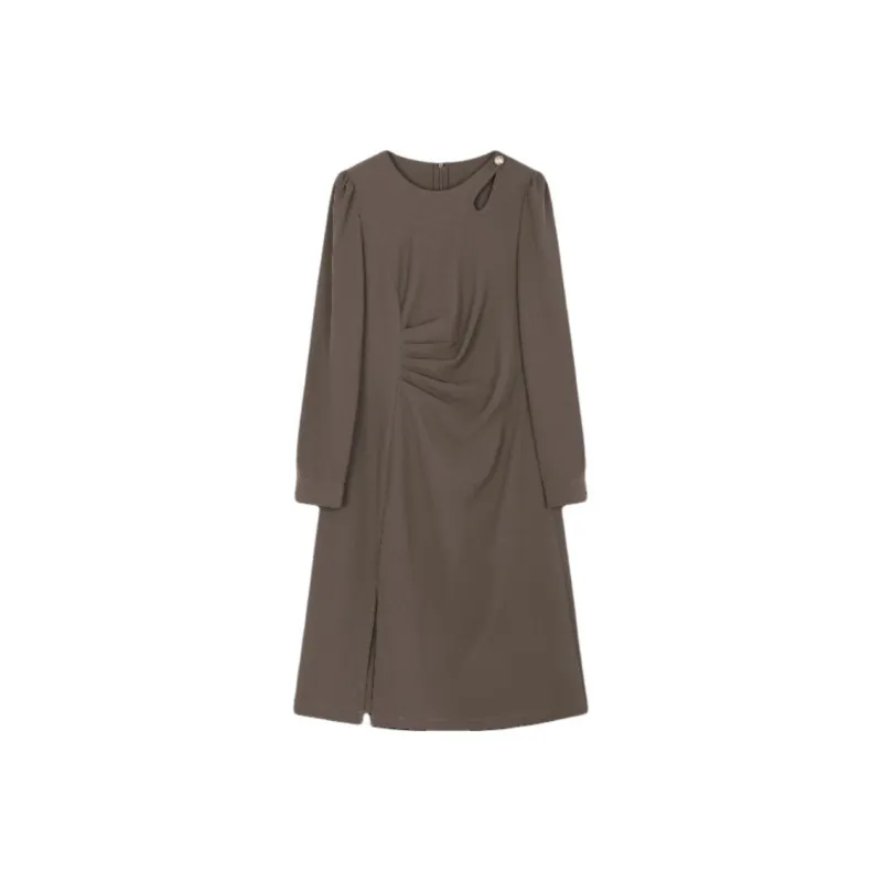 Mo Han Yi Mei Long Sleeved Dresses Women's Coffee-0