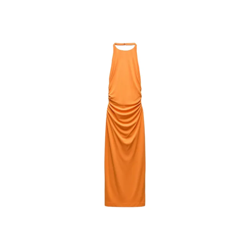 ZARA Slip Dresses Women's Orange-0