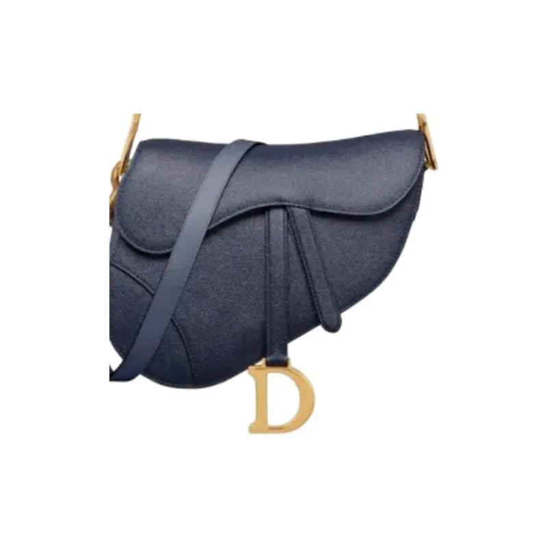 DIOR Saddle Calfskin Saddle Bag, One Shoulder Handbag Women's Dark Blue-1