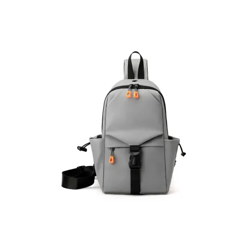H YXIANG Nylon Fabric Sling Bag, Crossbody Bag Men's Black/Gray