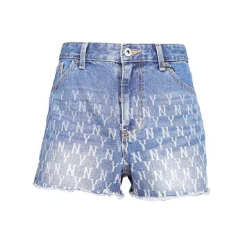 MLB Old Flower Denim Shorts Women's Blue