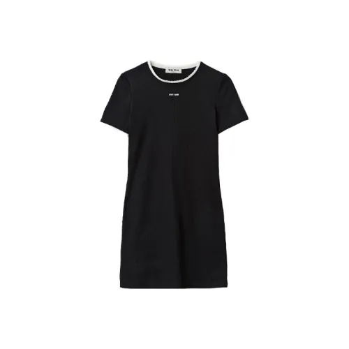 MIU MIU Short Sleeved Dress Women's Black