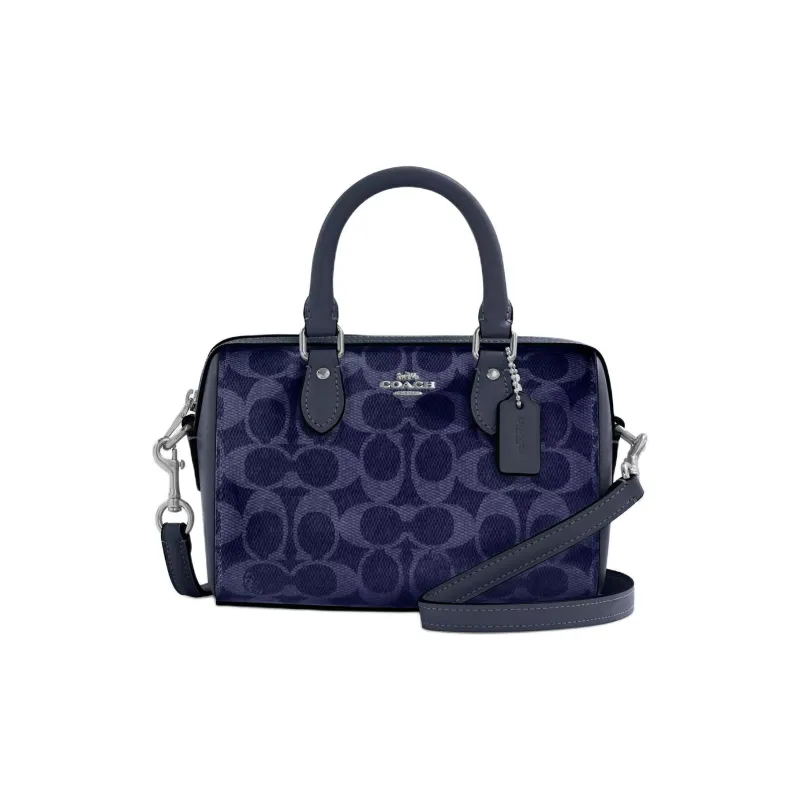 COACH Canvas Shoulder Bag, Crossbody Bag, Handbag Trumpets Women's Dark Blue-0