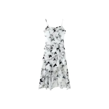 Adeworn Slip Dress Women's Black And White Floral