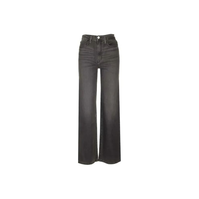 FRAME Logo Patch Wide Leg Jeans-0